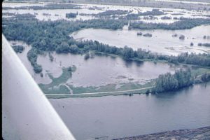 Aerial view of flood waters